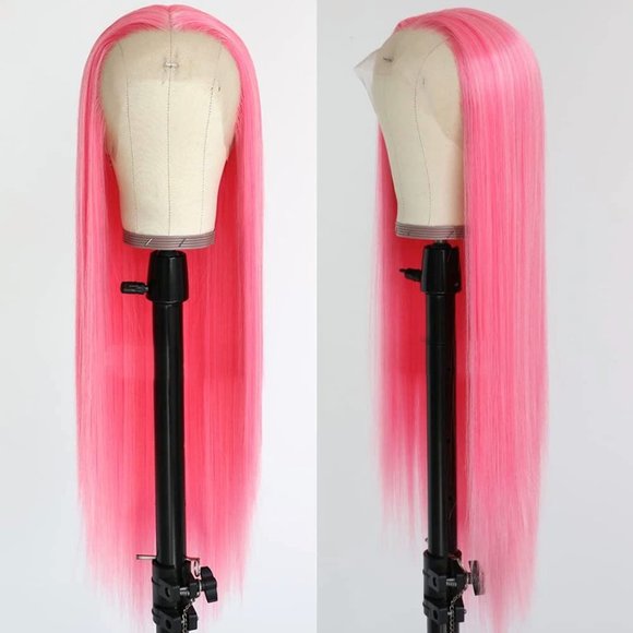 Straight Pink T Part Lace Front Wigs - Picture 2 of 5